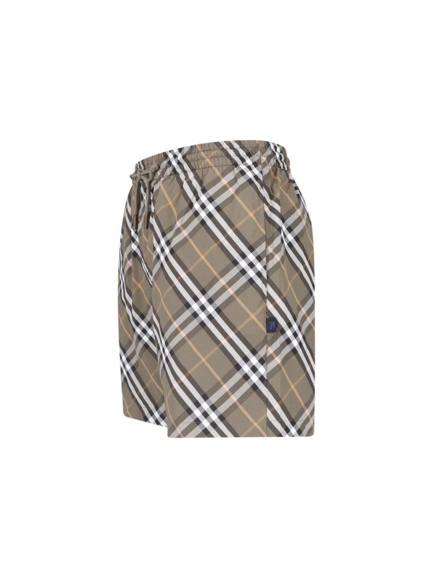 Burberry Brown Check Print Swim Shorts