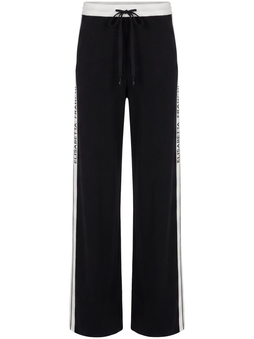 Elisabetta Franchi Wide-Leg Trousers With Contrasting Waistband And Side Stripes