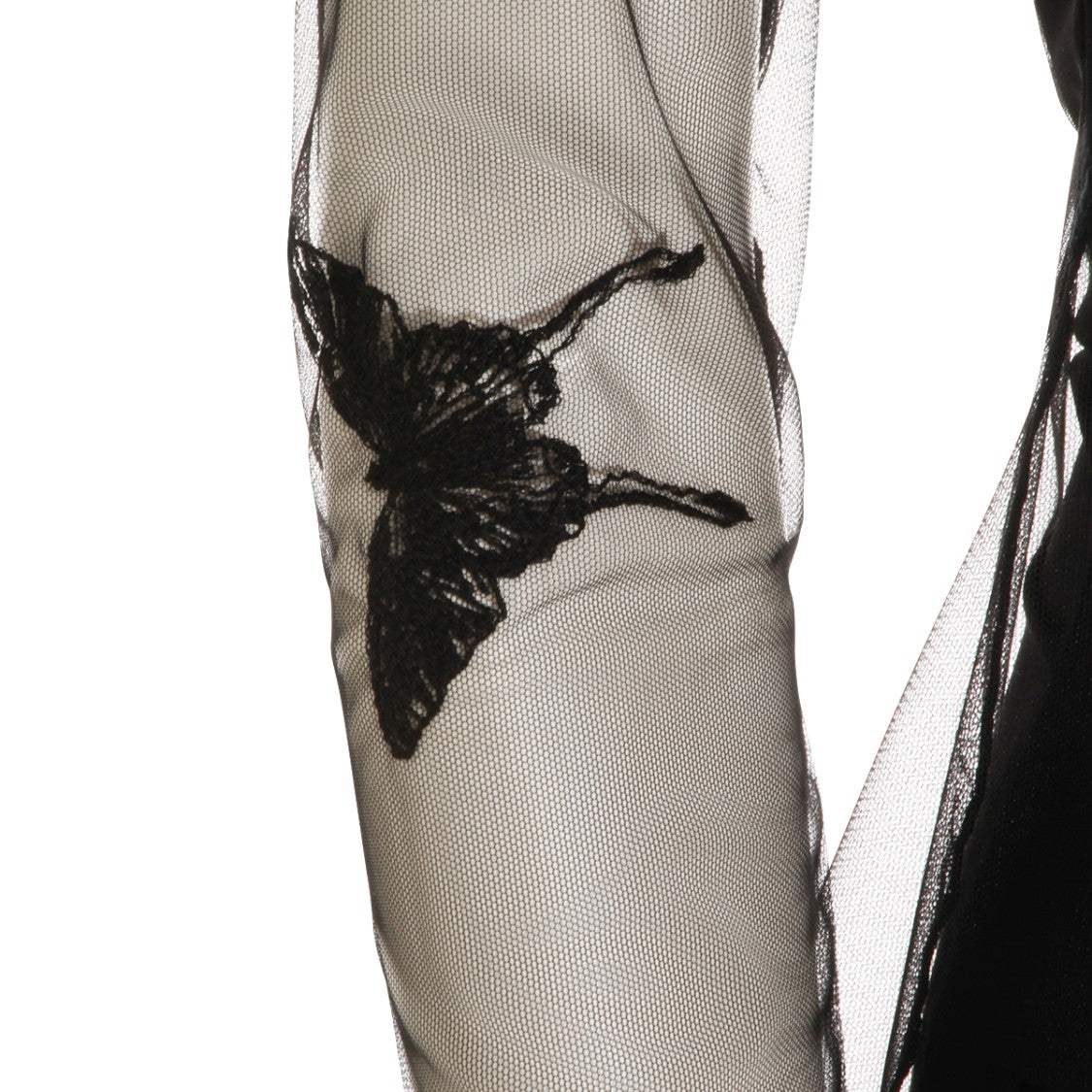 Blumarine Sheer Black Long-Sleeved Top With Butterfly Embroidery