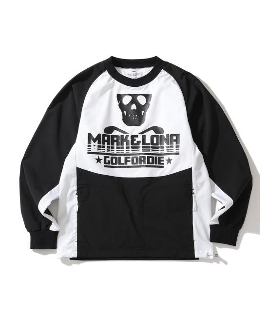Mark&Lona Long-Sleeve Color Block T-Shirt With Skull Graphic