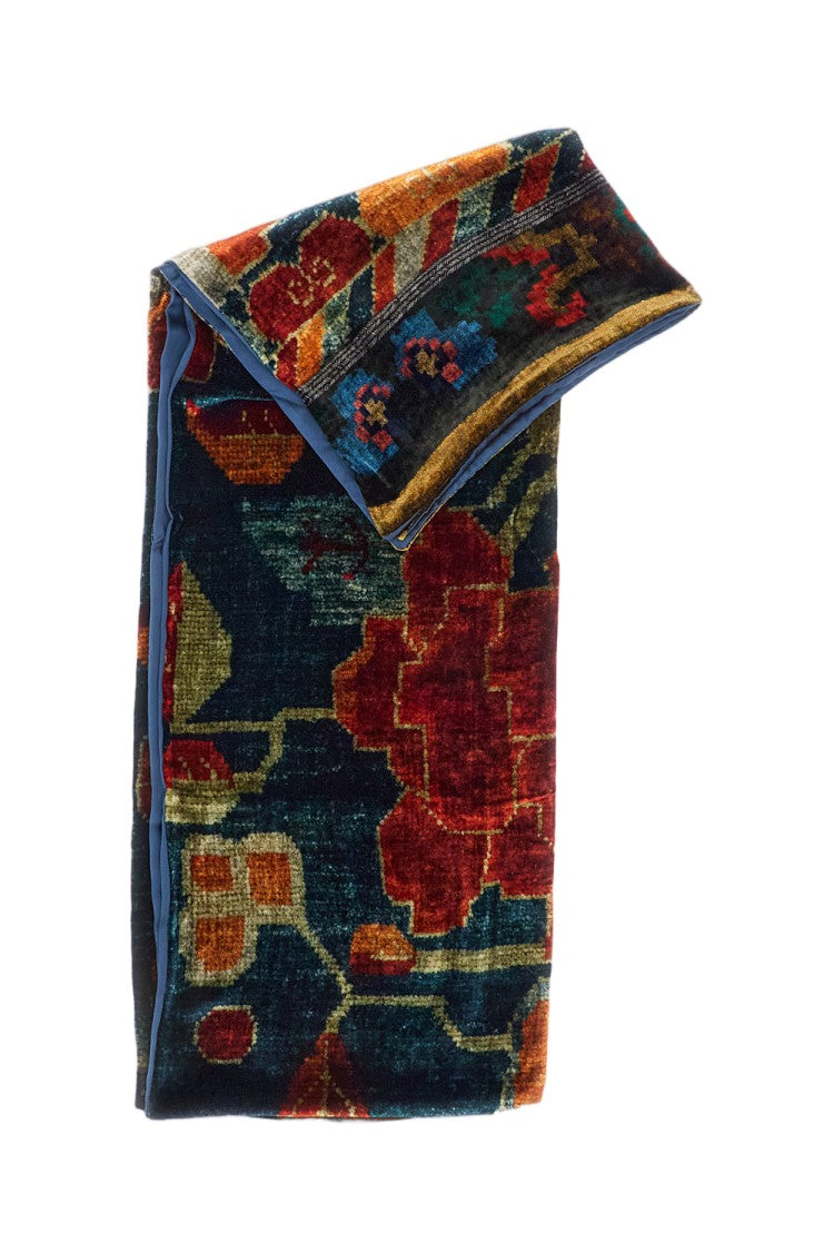 Pierre-Louis Mascia Multicolor Patchwork Geometric Intarsia Silk-Blend Scarf
