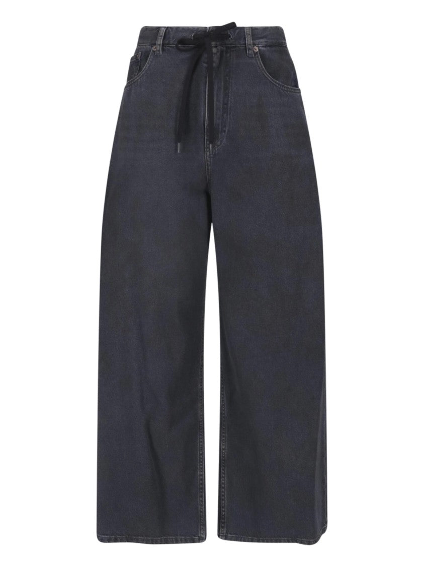 Mm6 By Maison Margiela Black Cotton Denim Wide-Leg Jeans