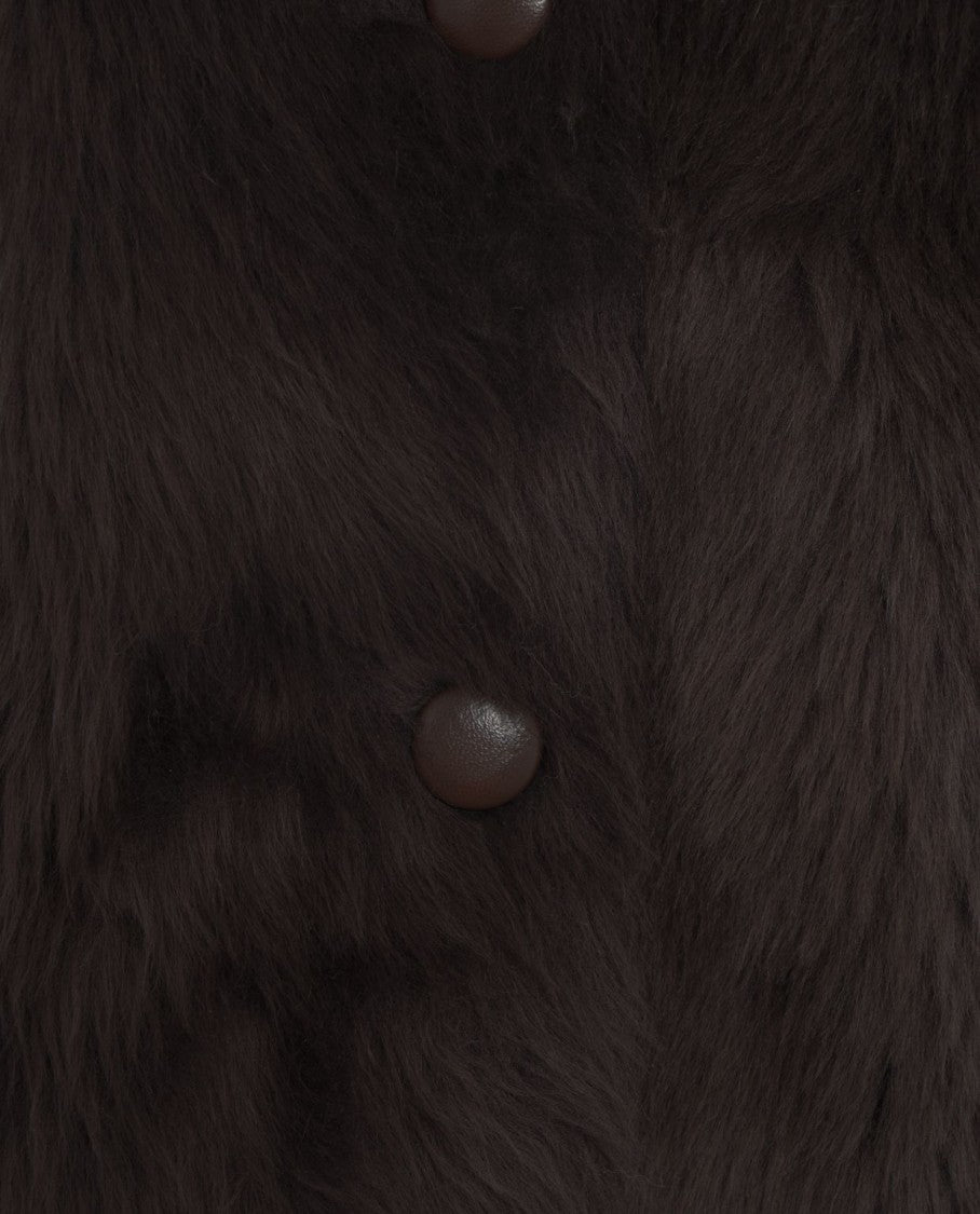 Desa 1972 Cropped Shearling Coat With Distinctive Oversized Collar