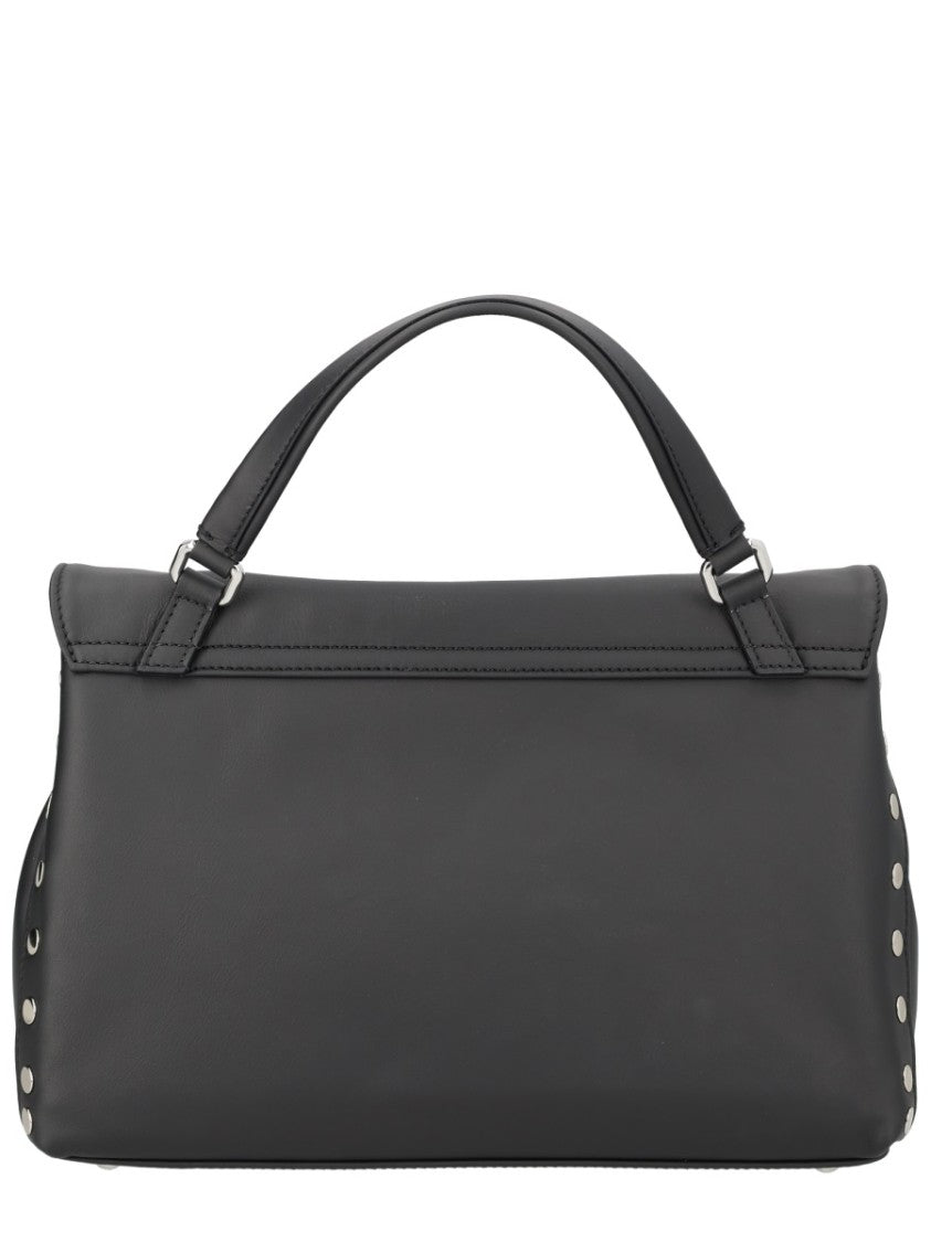 Zanellato Black Postina Matte Silver Studs Handbag