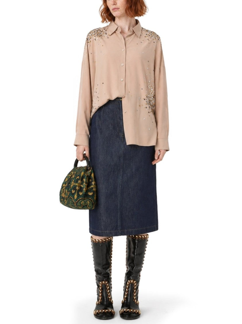 Dries Van Noten Casia Rhinestones Oversized Relaxed Shirt