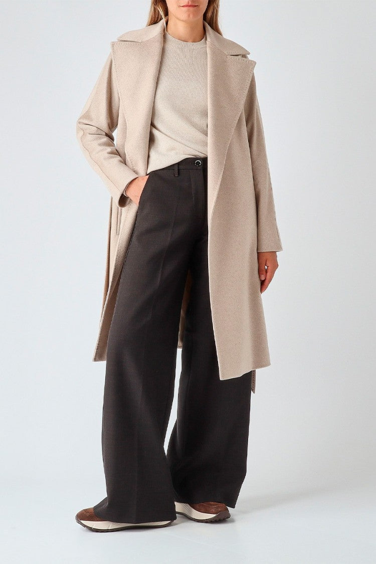 Max Mara Beige Mstbombo Belted Wrap Cashmere Coat