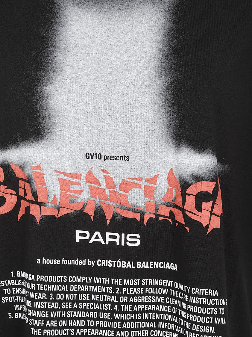 Balenciaga Short-Sleeved Graphic Print T-Shirt With Distressed Effect