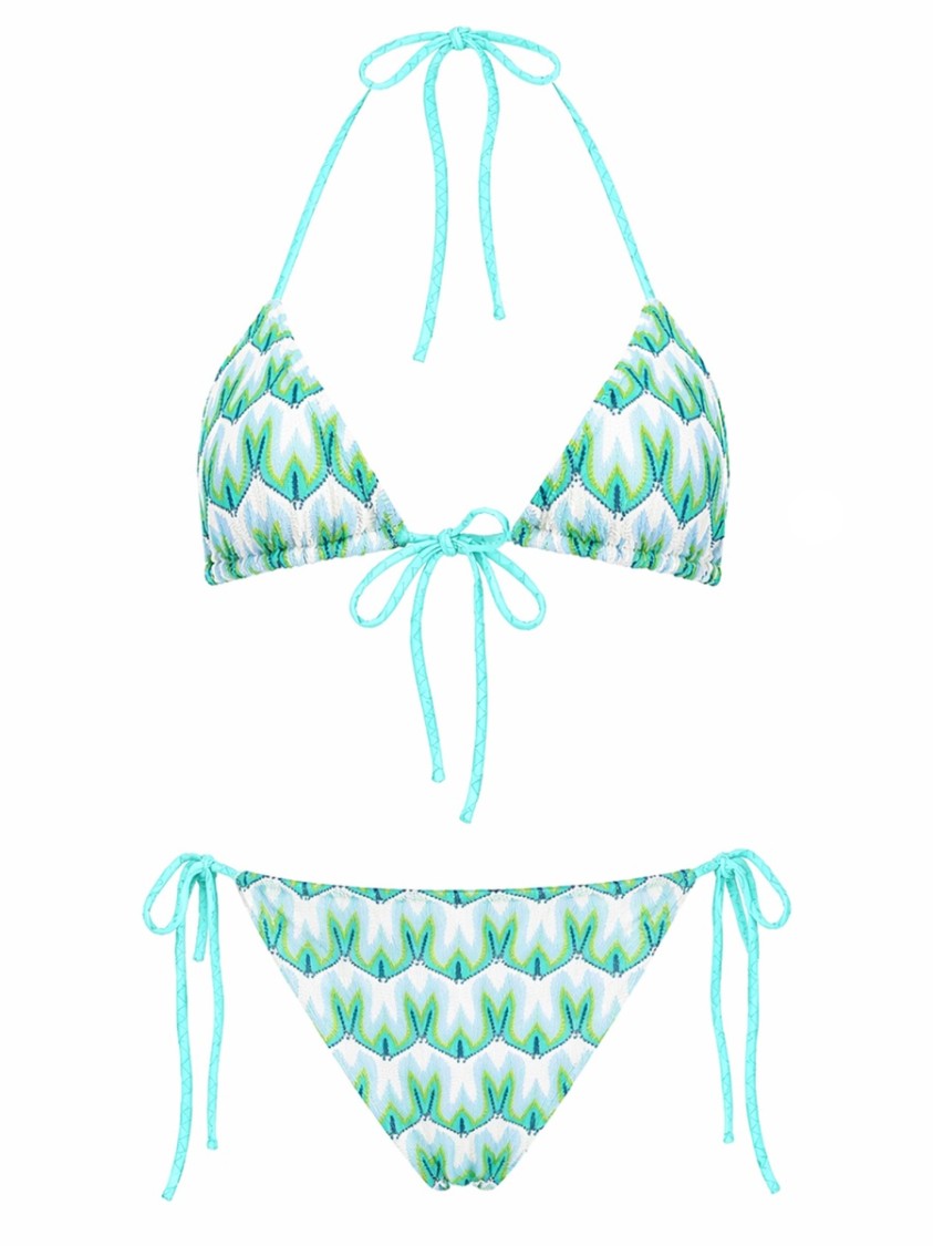 Missoni Vibrant Geometric Print Bikini Set With Light Blue Accents