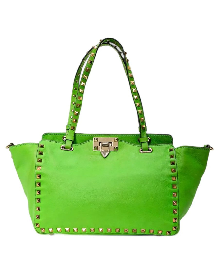 Valentino Medium Rockstud Shopper In Green