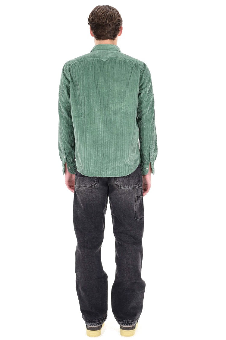 Finamore Corduroy Overshirt With Classic Collar And Flap Pocket