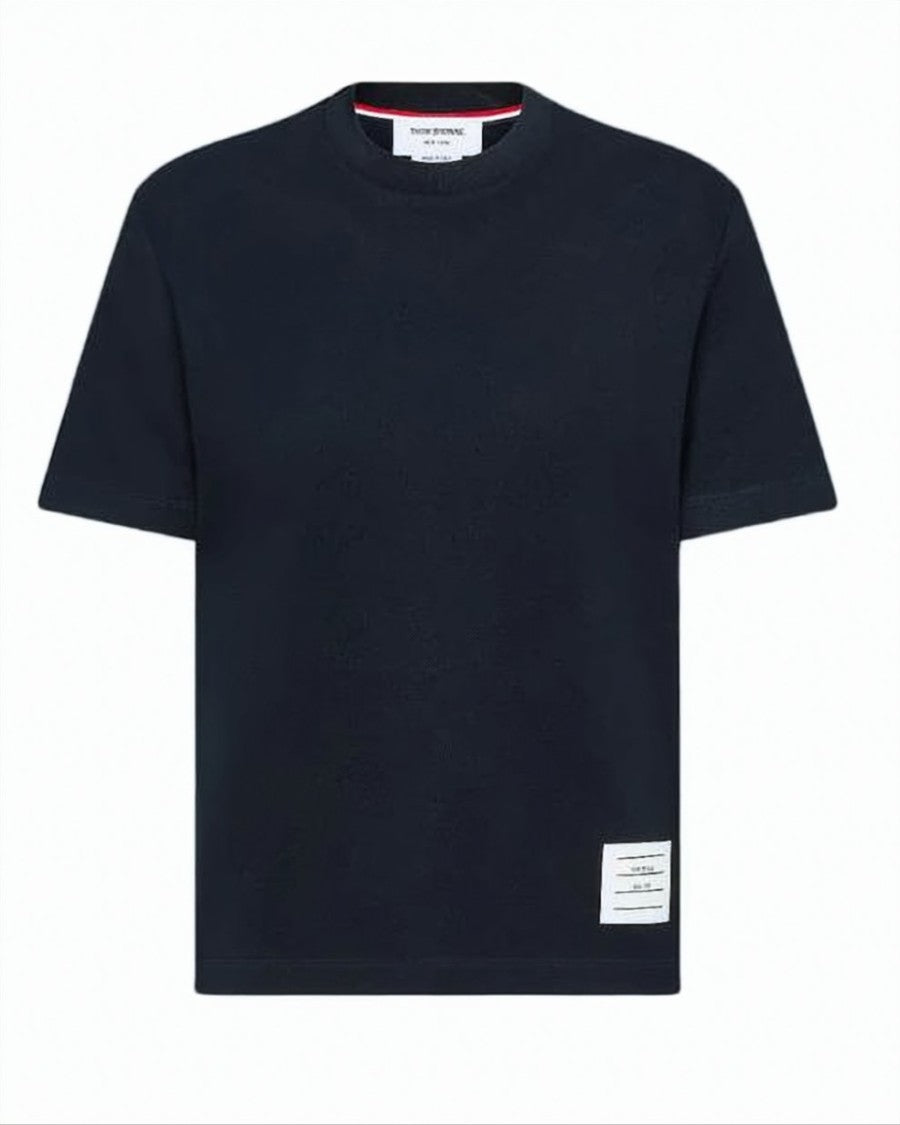Thom Browne Classic Black Cotton Piqué T-Shirt