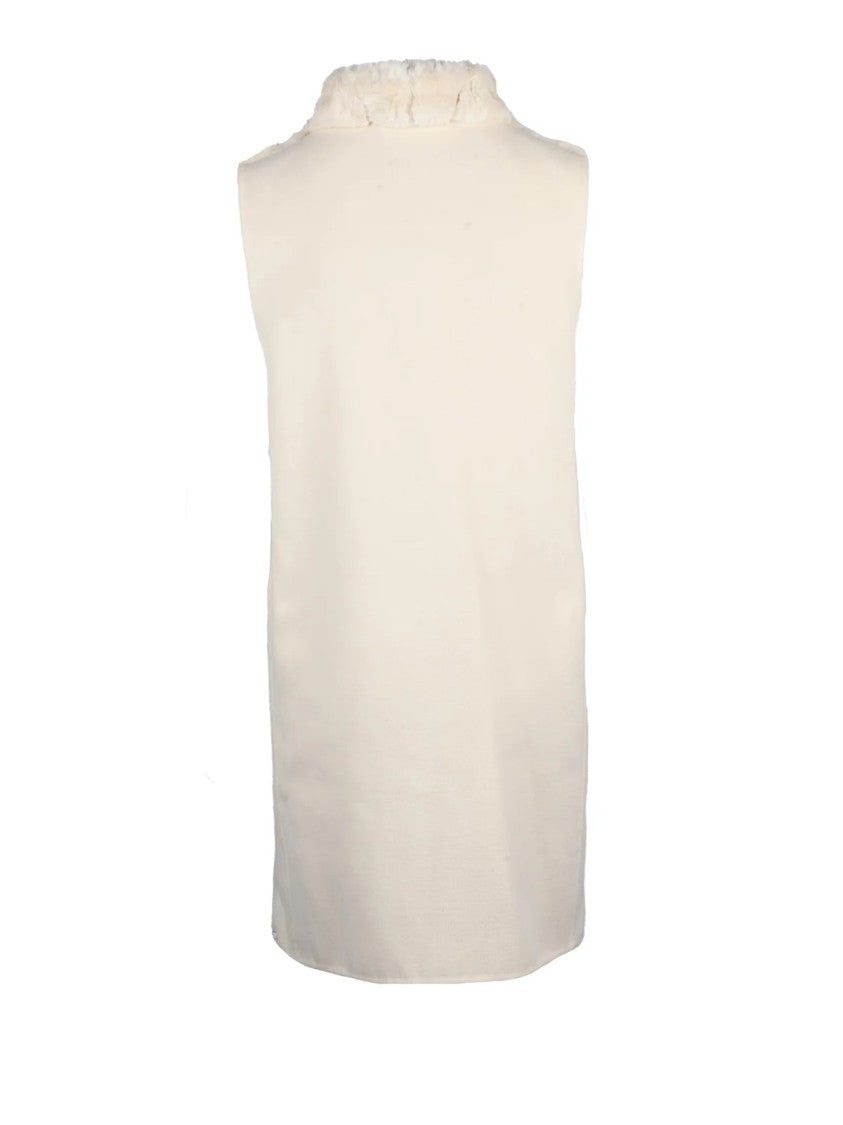 Emme By Marella White Polyester-Blend Hook Pinosa Sleeveless Vest