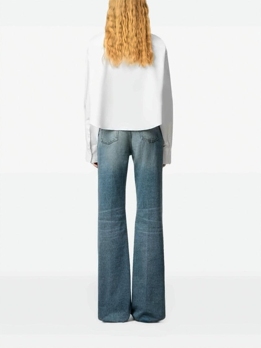 Ami Paris Cropped Oversized Shirt With Heart Logo