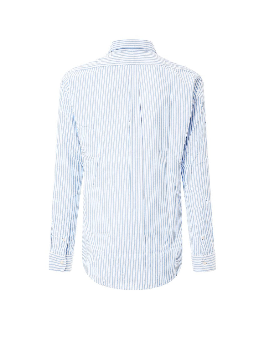 Polo Ralph Lauren Stretch Cotton Blue Shirt Vertical Stripes