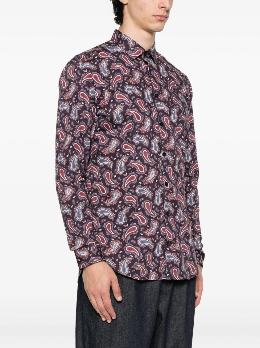 Etro Formal Dark Blue Paisley Pattern Button Shirt
