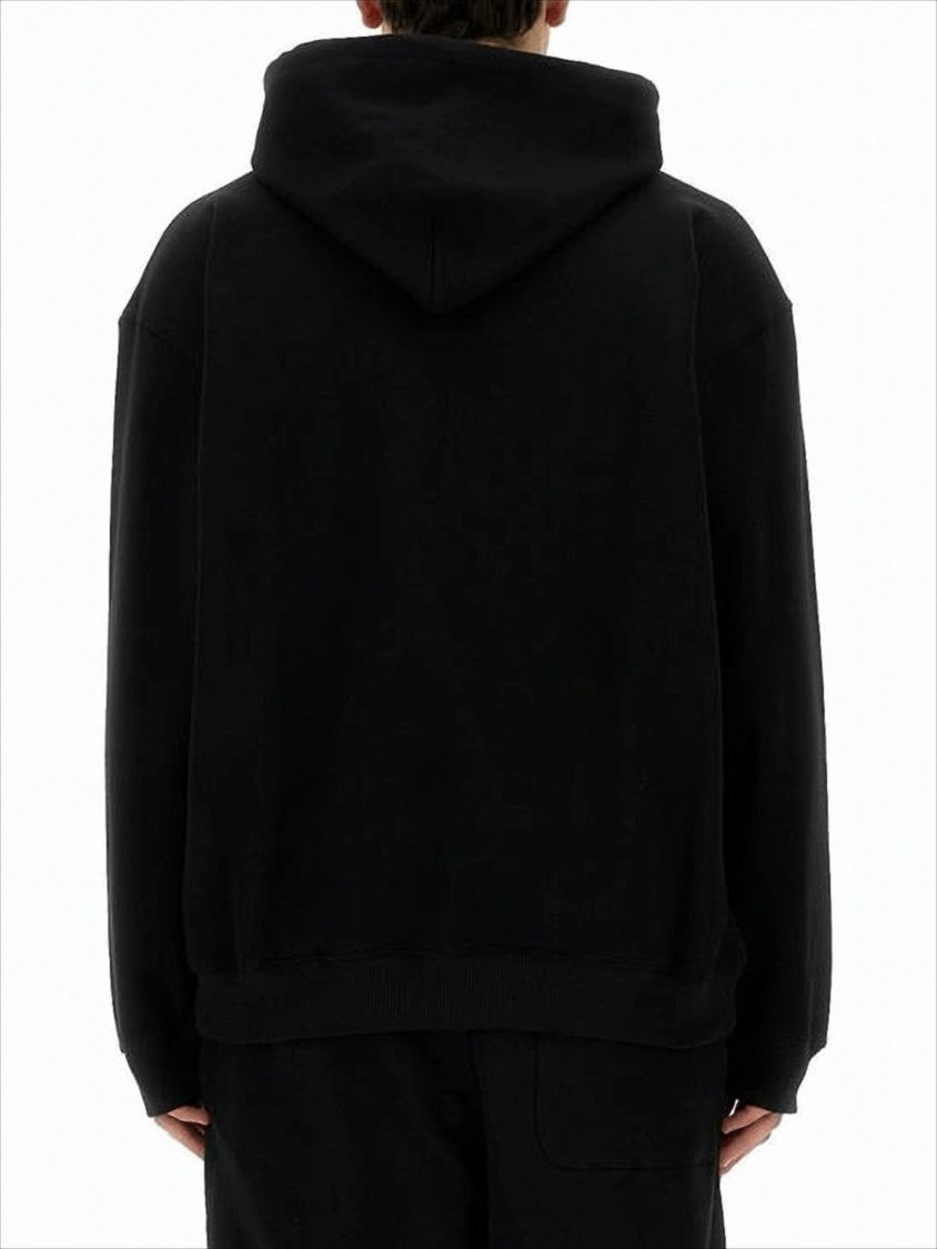 Msgm Relaxed-Fit Black Hoodie With Bold Logo