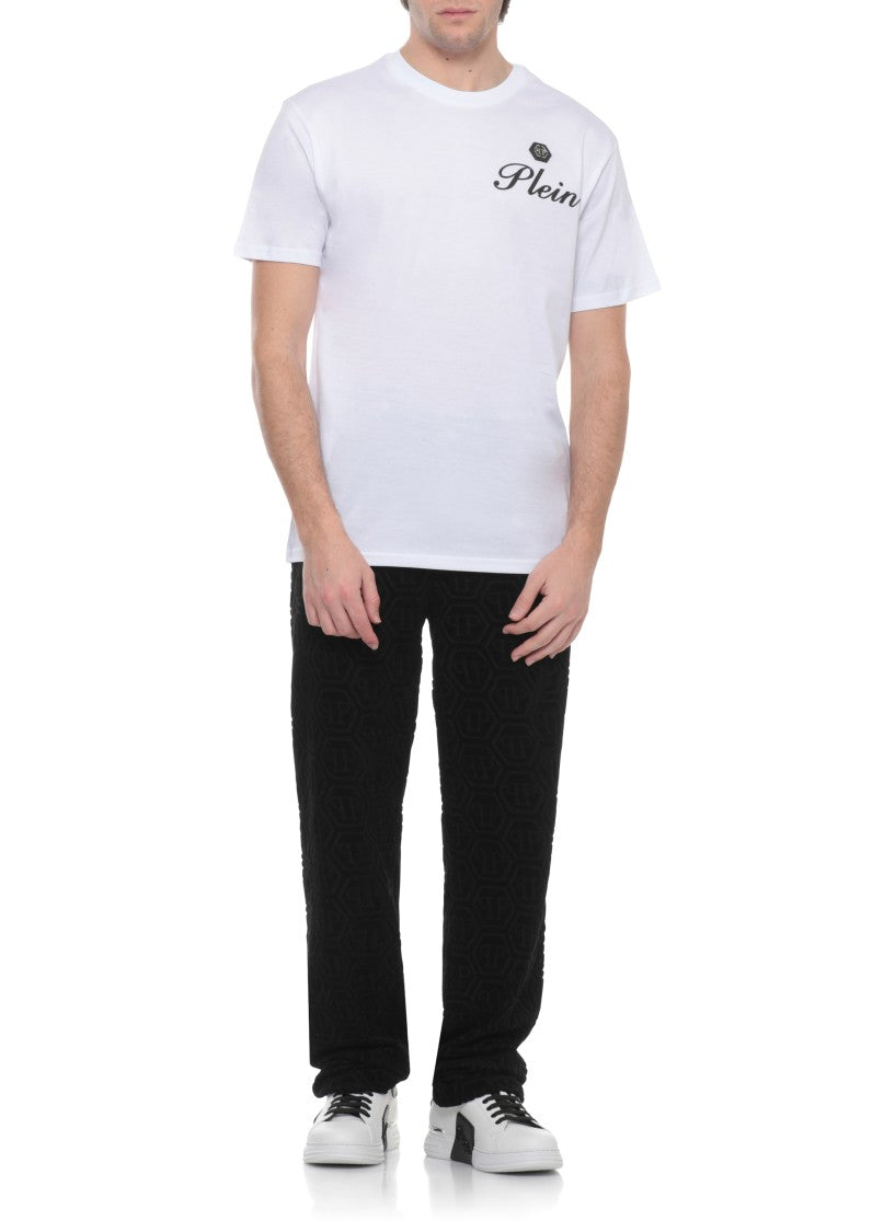 Philipp Plein White Front Logo Cotton T-Shirt