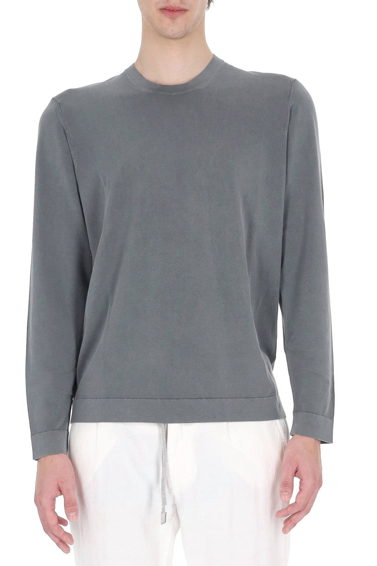 Drumohr Grey Long-Sleeve Frosted Cotton T-Shirt