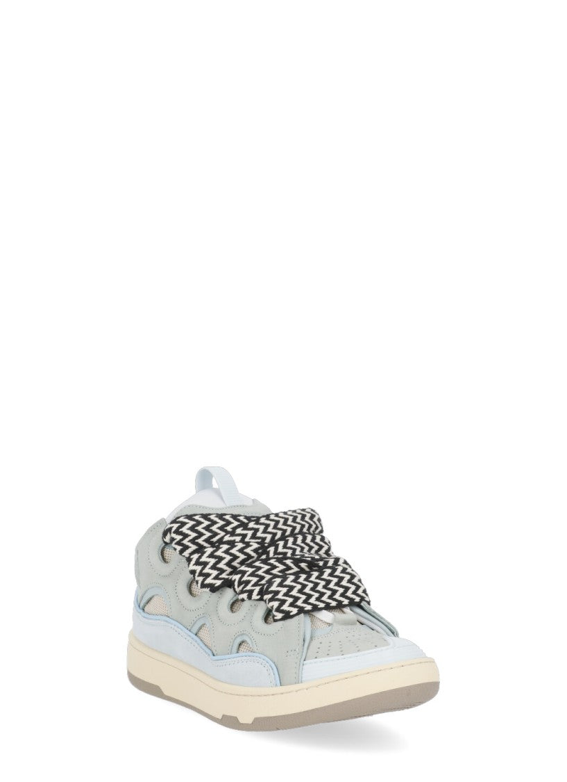 Lanvin Light Blue Curb Leather-Blend Sneakers