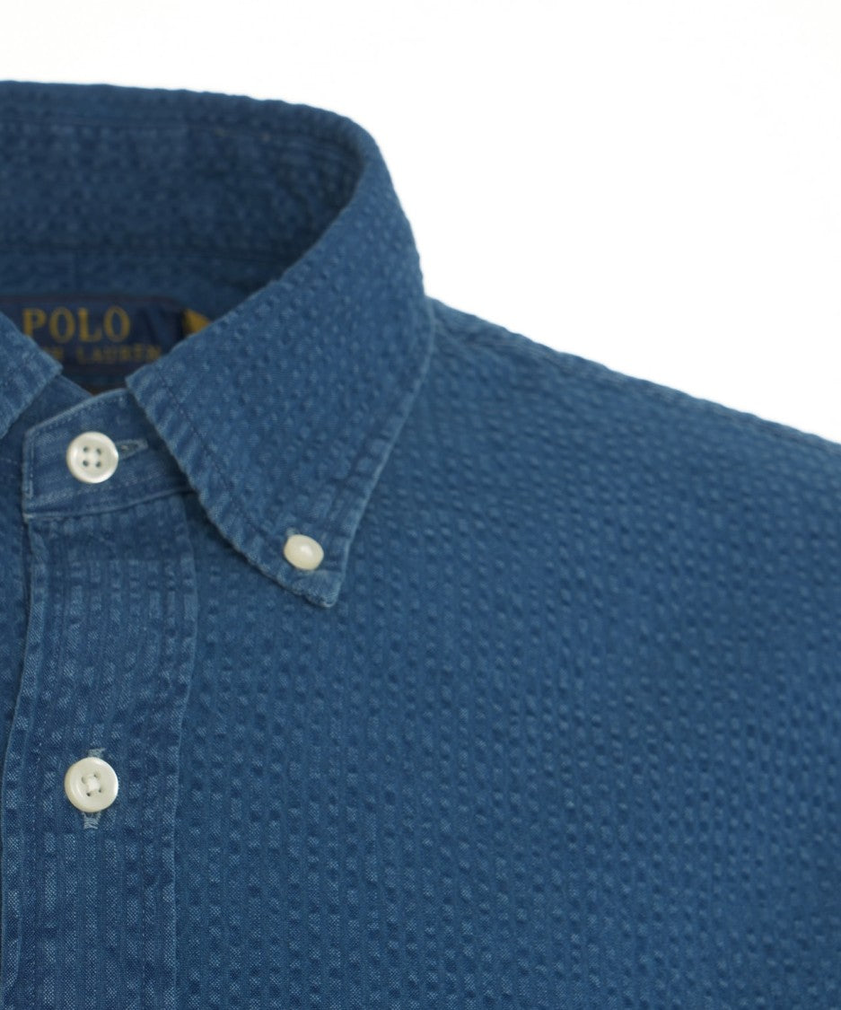 Polo Ralph Lauren Refined Textured Denim Shirt With Rounded Hem