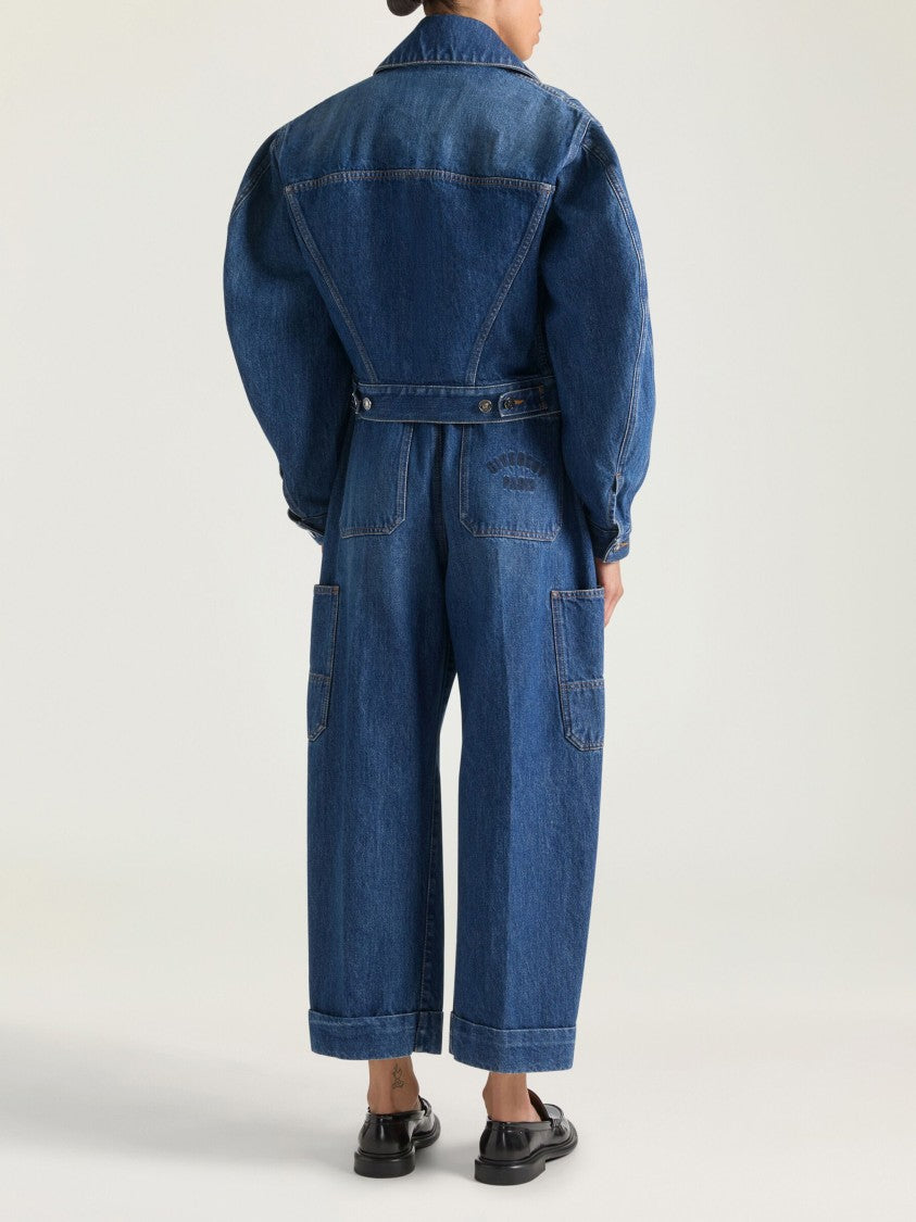 Givenchy Cropped Blue Denim Puffed Sleeve Jacket