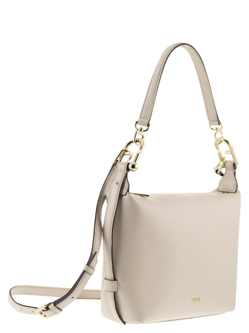 Furla Miniature Embossed Leather Hobo Bag With Straps