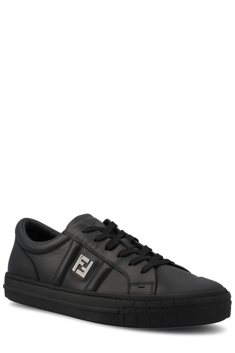 Fendi Minimalist Black Low-Top Sneakers With Smooth Finish