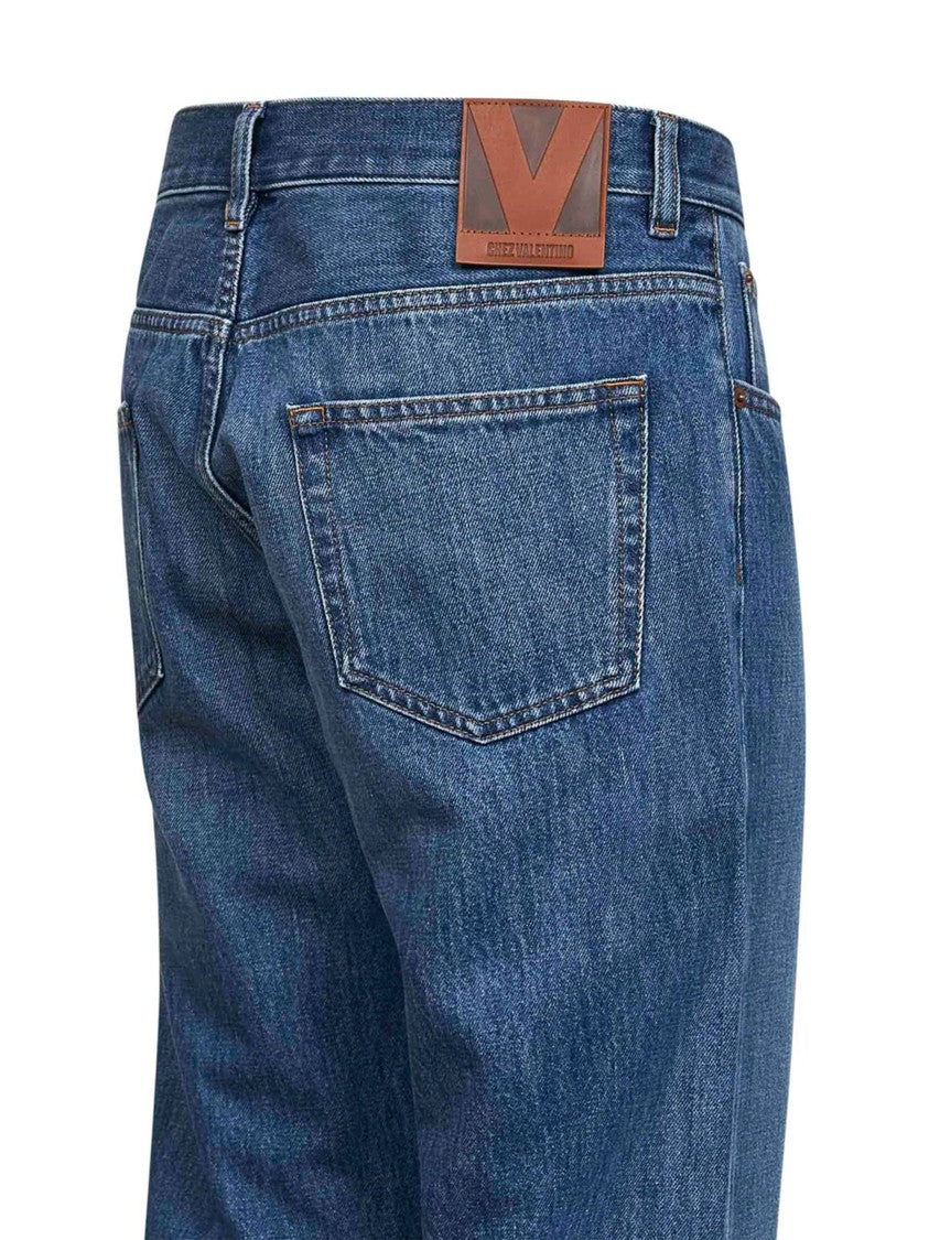 Valentino Medium Blue Straight-Leg Five-Pocket Denim Jeans