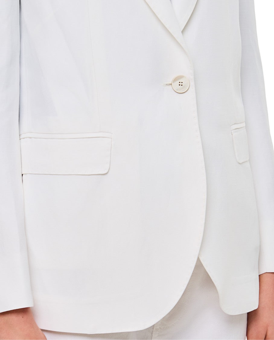 Alberto Biani Tailored White Jacket With Classic Lapel And Flap Pockets