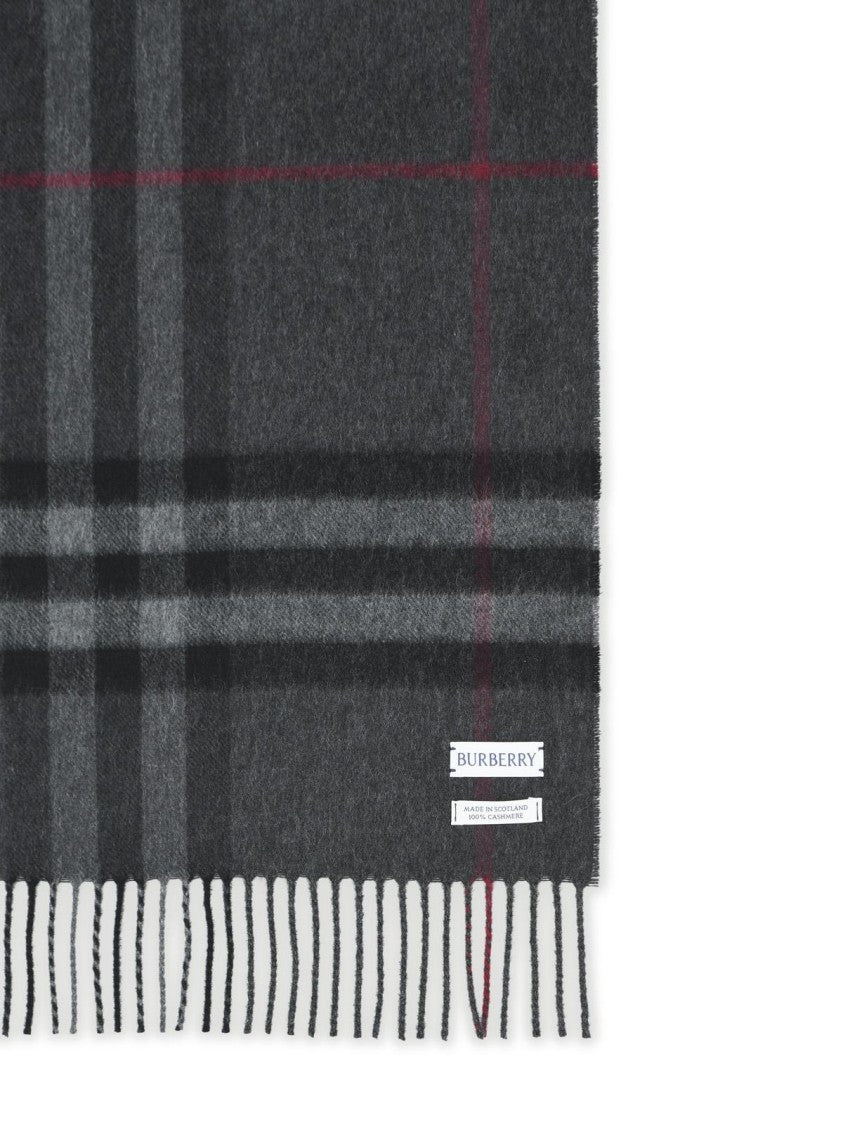 Burberry 'Mu Giant Check' Dark Grey Cashmere Scarf