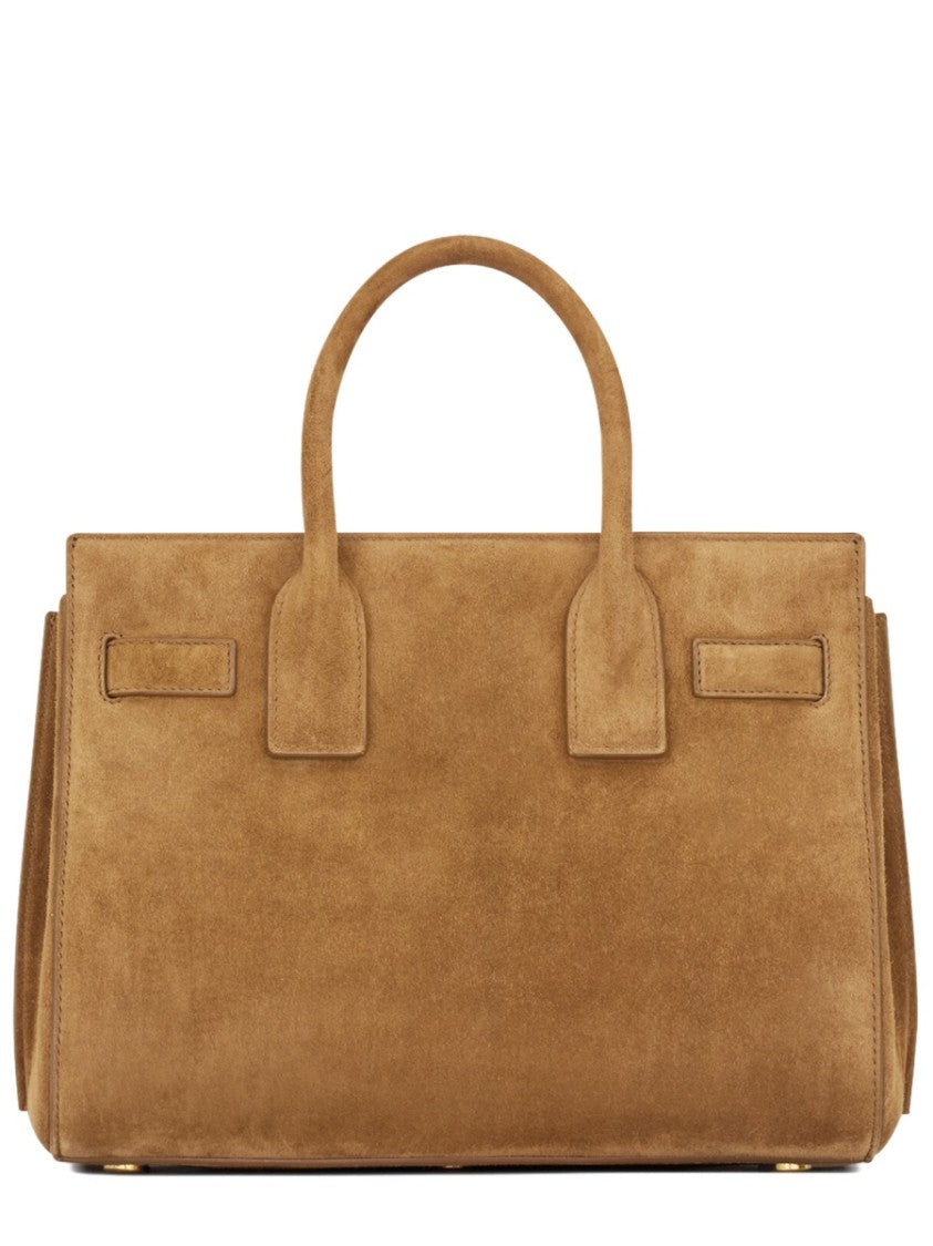 Saint Laurent Structured Small Brown Calf Leather Tote