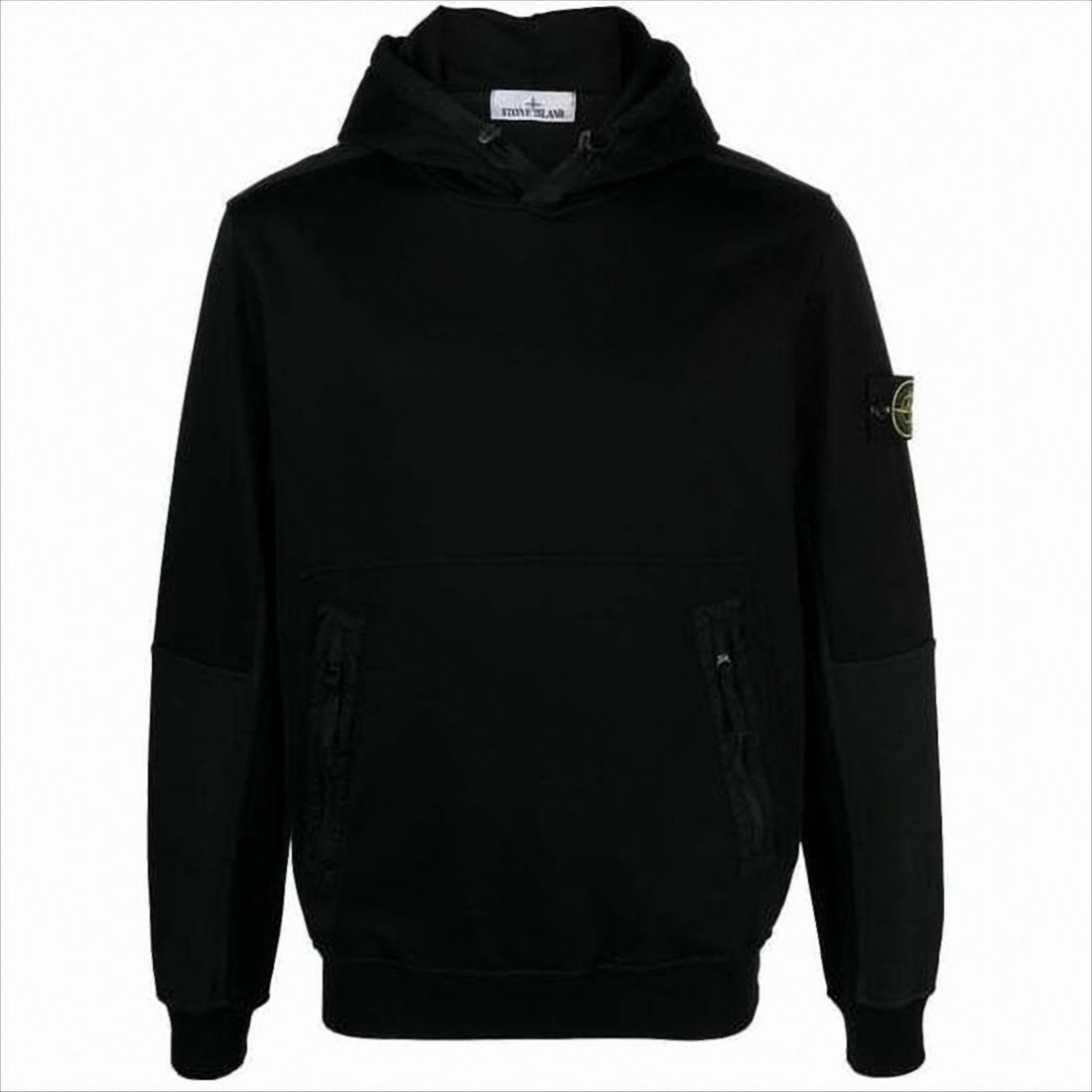 Stone Island Black Hoodie With Distinctive Logo Patch