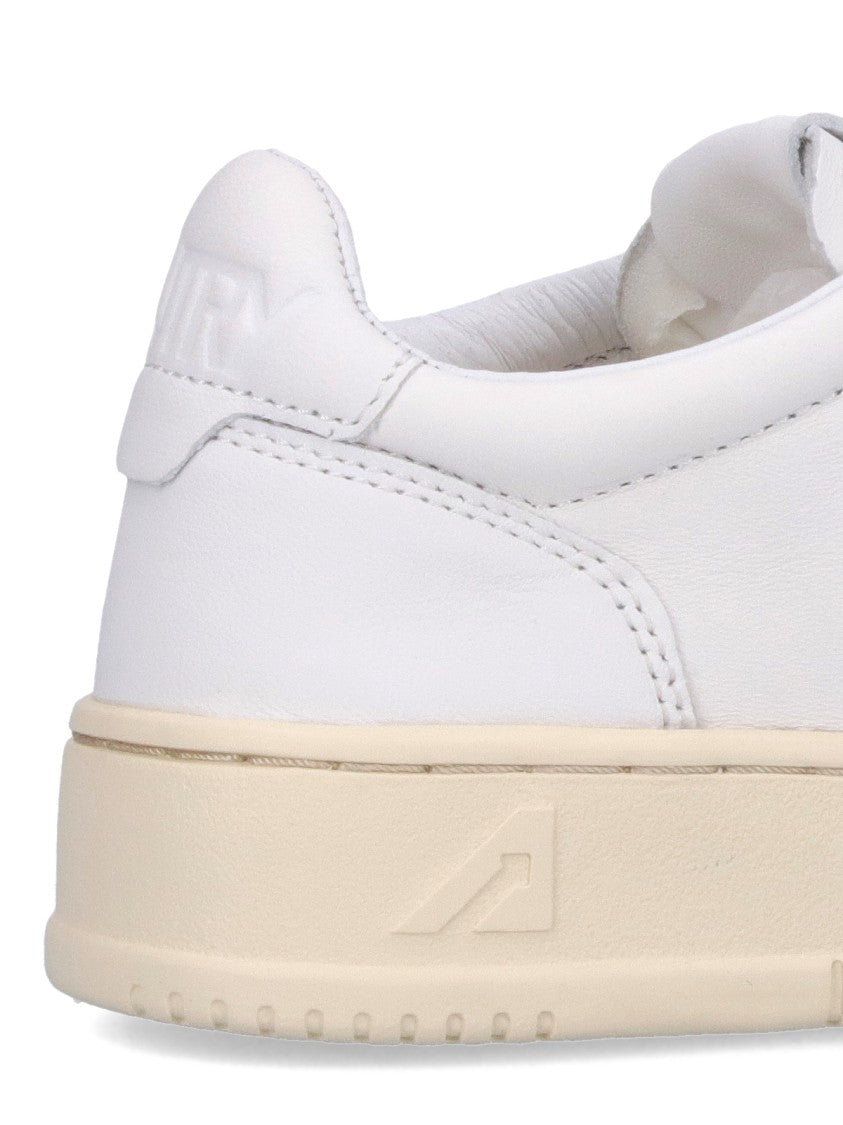 Autry "Medalist" Low-Top Sneakers In White Nappa Leather