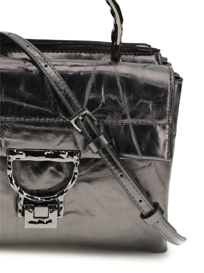 Coccinelle Grey Glossy Crinkled Texture Handbag