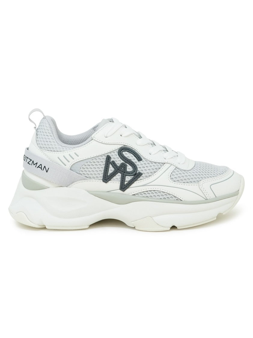 Stuart Weitzman Grey And White Calf Leather Trainer