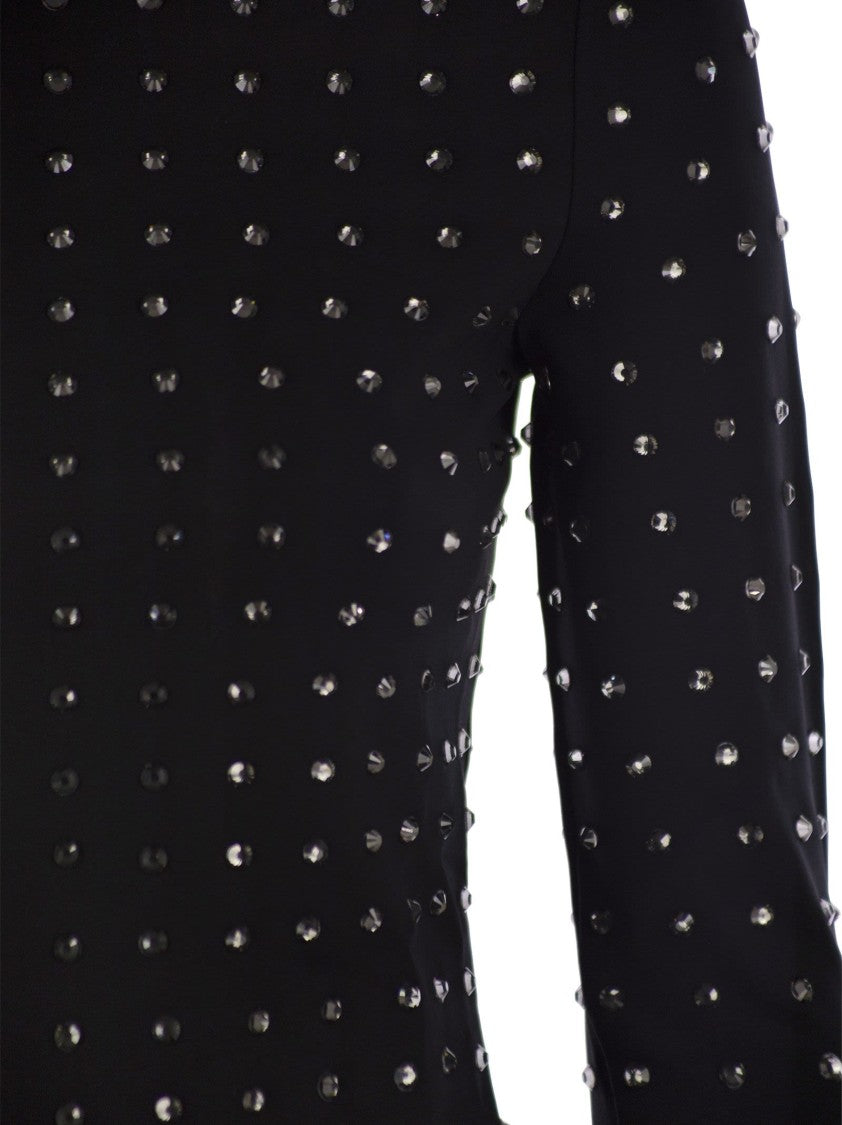 Sportmax Negus - Scuba Jersey T-Shirt With Rhinestones