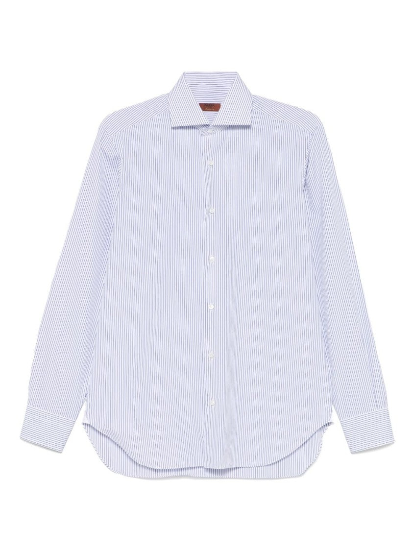 Barba Elegant White Shirt With Subtle Blue Stripes