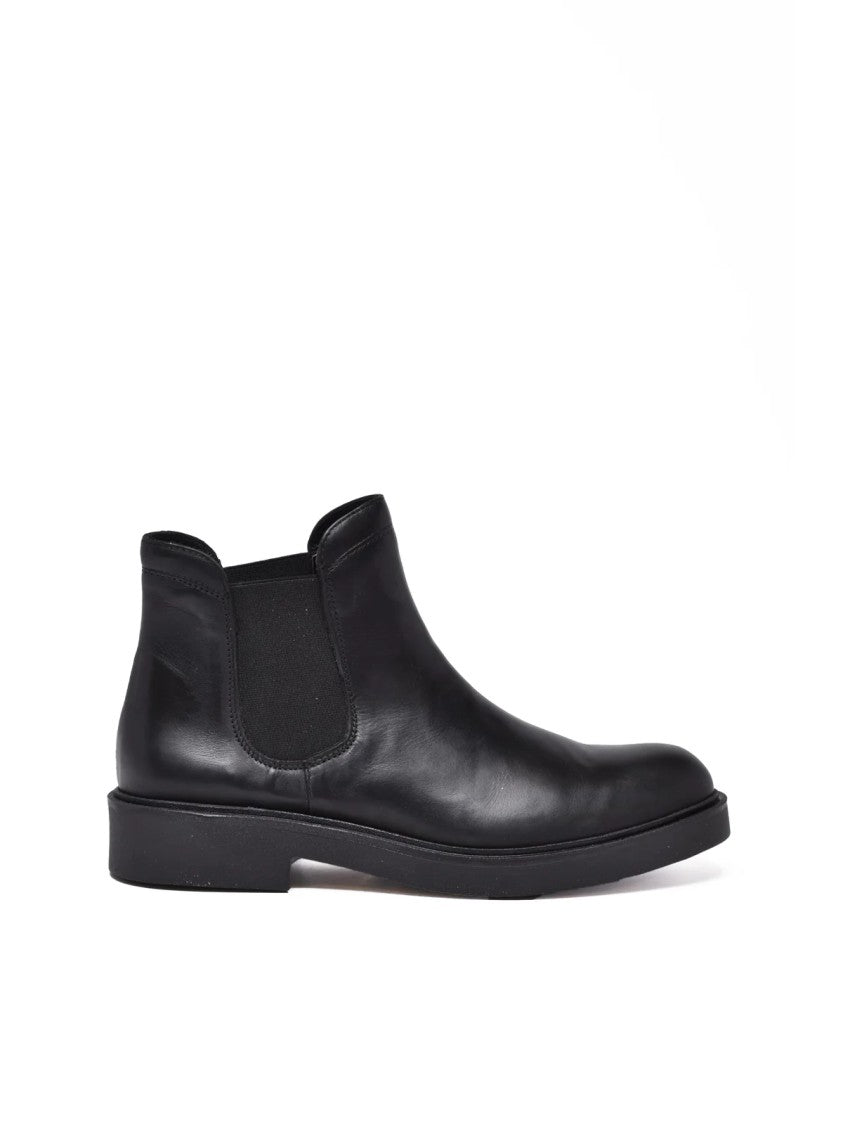 Gianluca Giordano Black Leather Rubber Ankle Boots