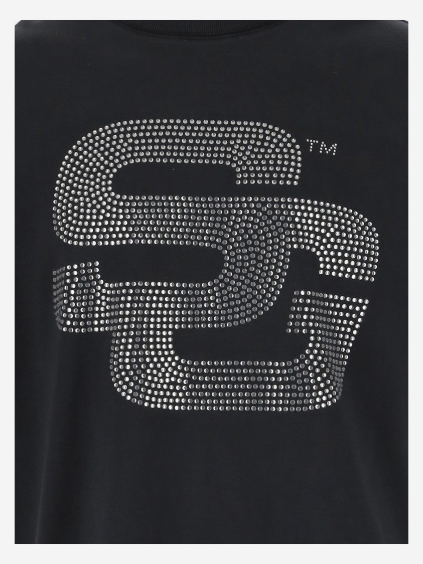 Summer Games Rhinestone-Embellished Cotton T-Shirt With Crew Neck