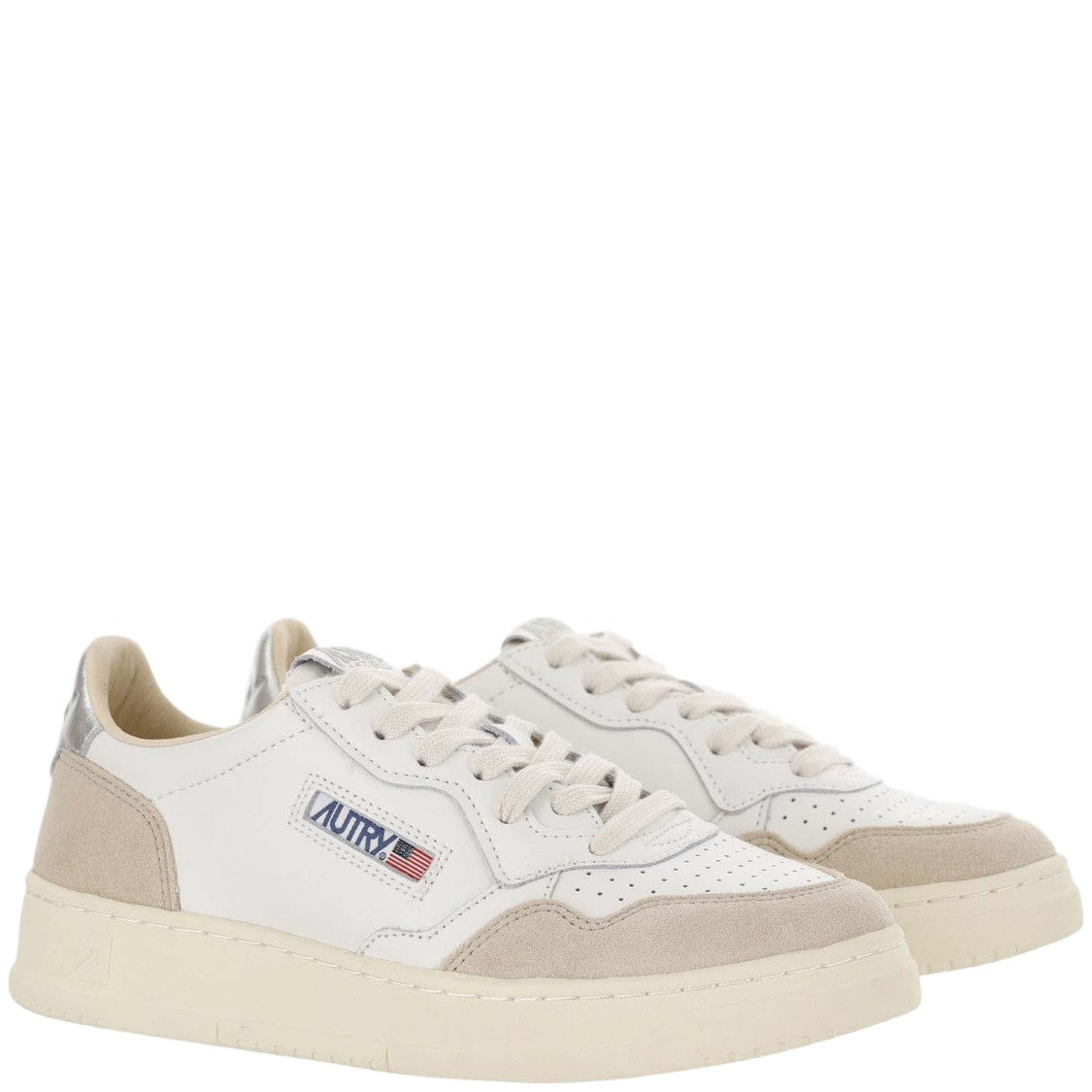Autry Medalist Leather Sneakers With Suede Inserts