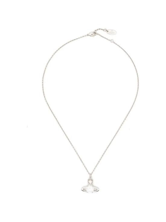 Vivienne Westwood Platinum-Finish Necklace With Celestial Pendant And White Cz