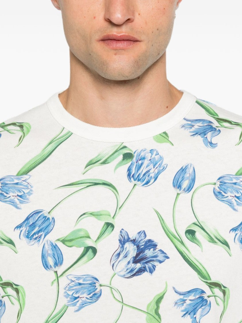 Kenzo Floral Print Crew Neck T-Shirt With Relaxed Fit
