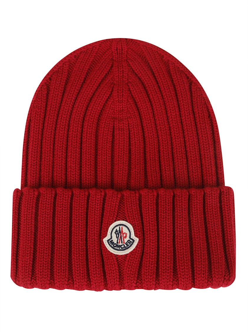 Moncler Tricot Virgin Wool Ribbed Knit Folded Cuff Beanie