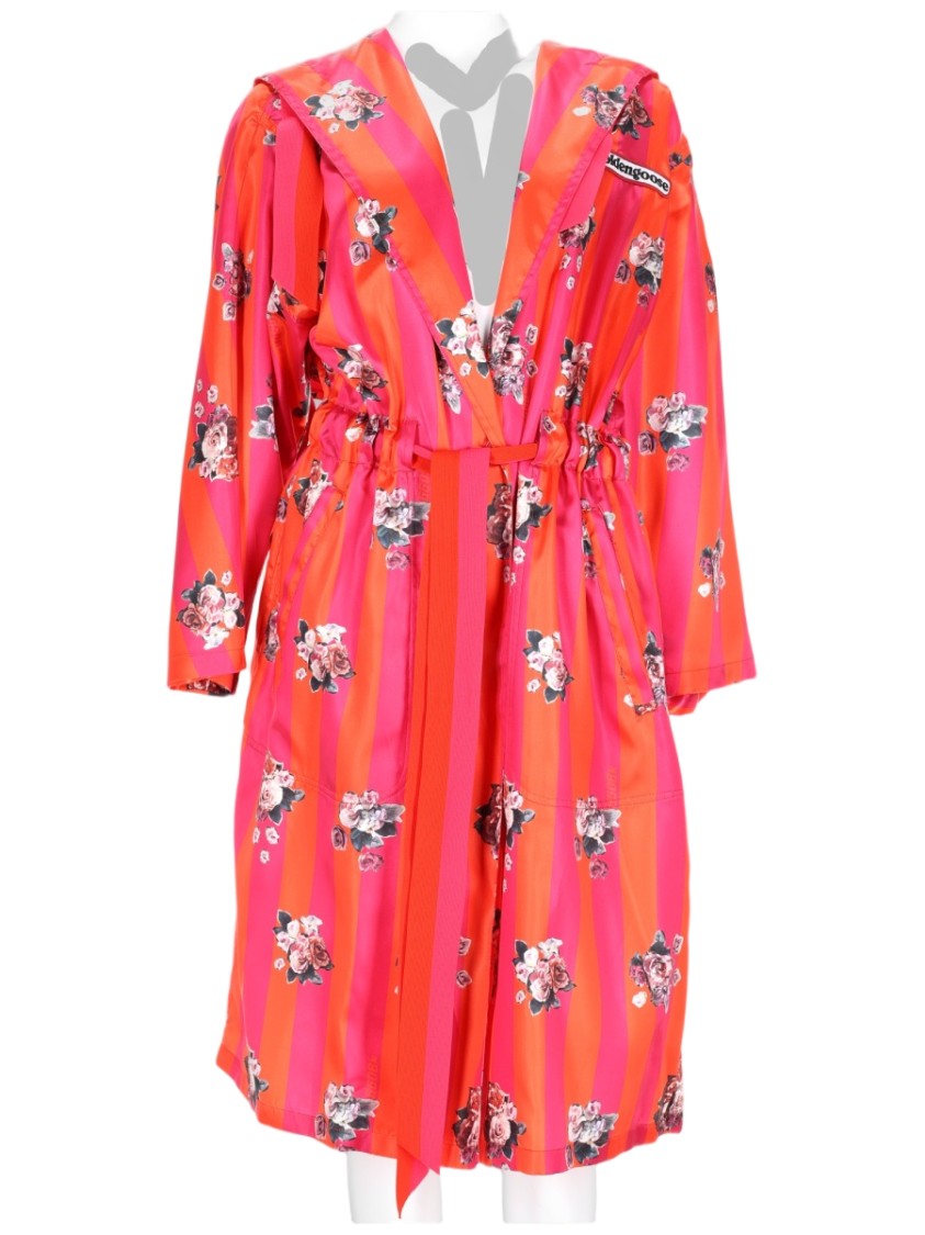 Golden Goose Vibrant Fuchsia Coat With Floral Prints