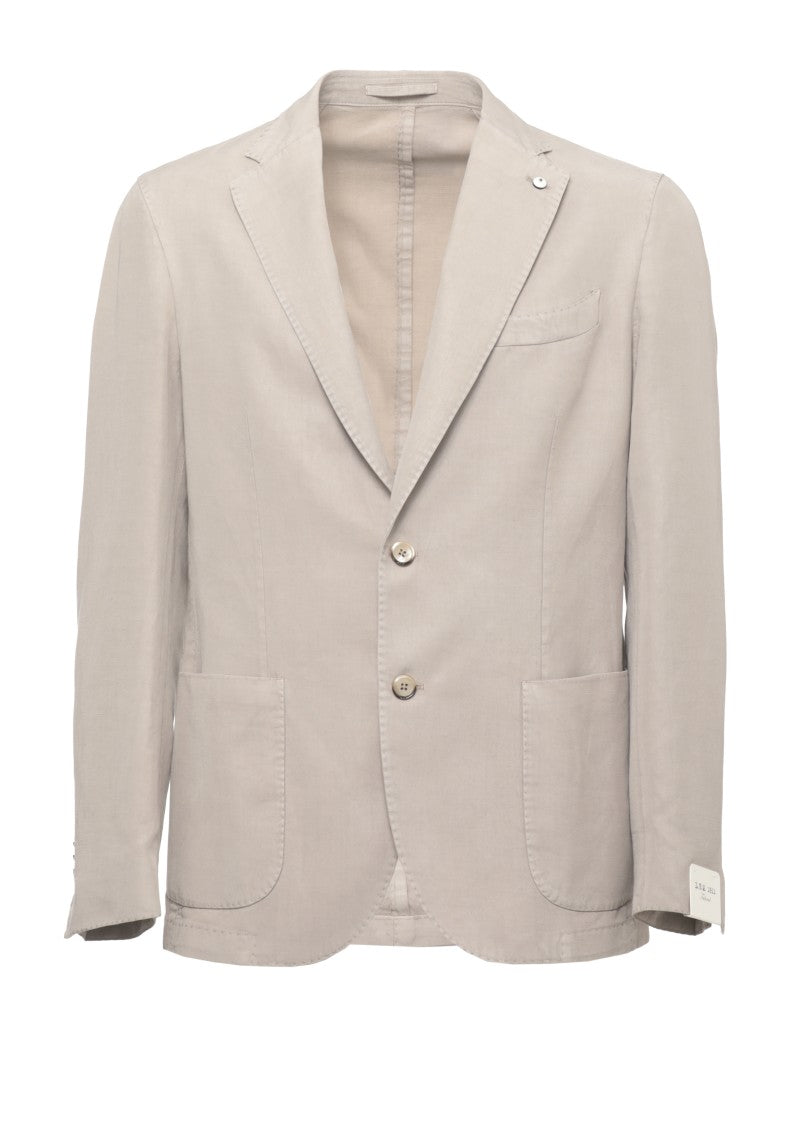 Lubiam Beige Classic Lapel Linen-Blend Blazer