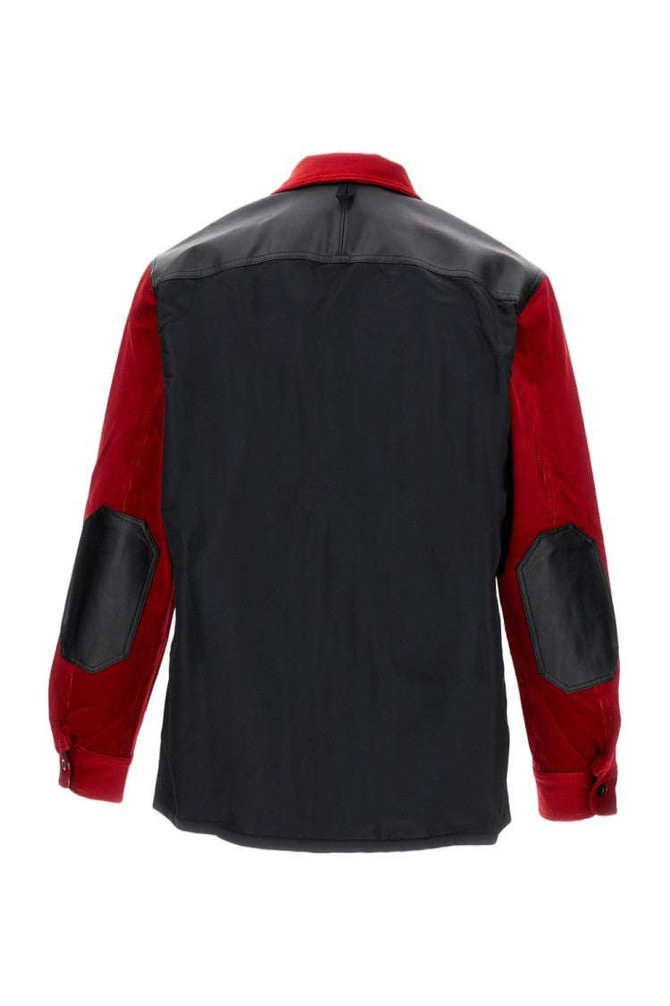 Junya Watanabe Textured Velvet Shirt With Leather Patches And Nylon Back