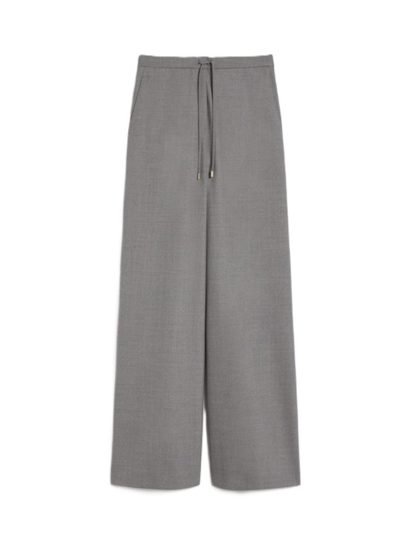 Max Mara Wide-Leg Trousers In Mid-Grey Virgin Wool Blend