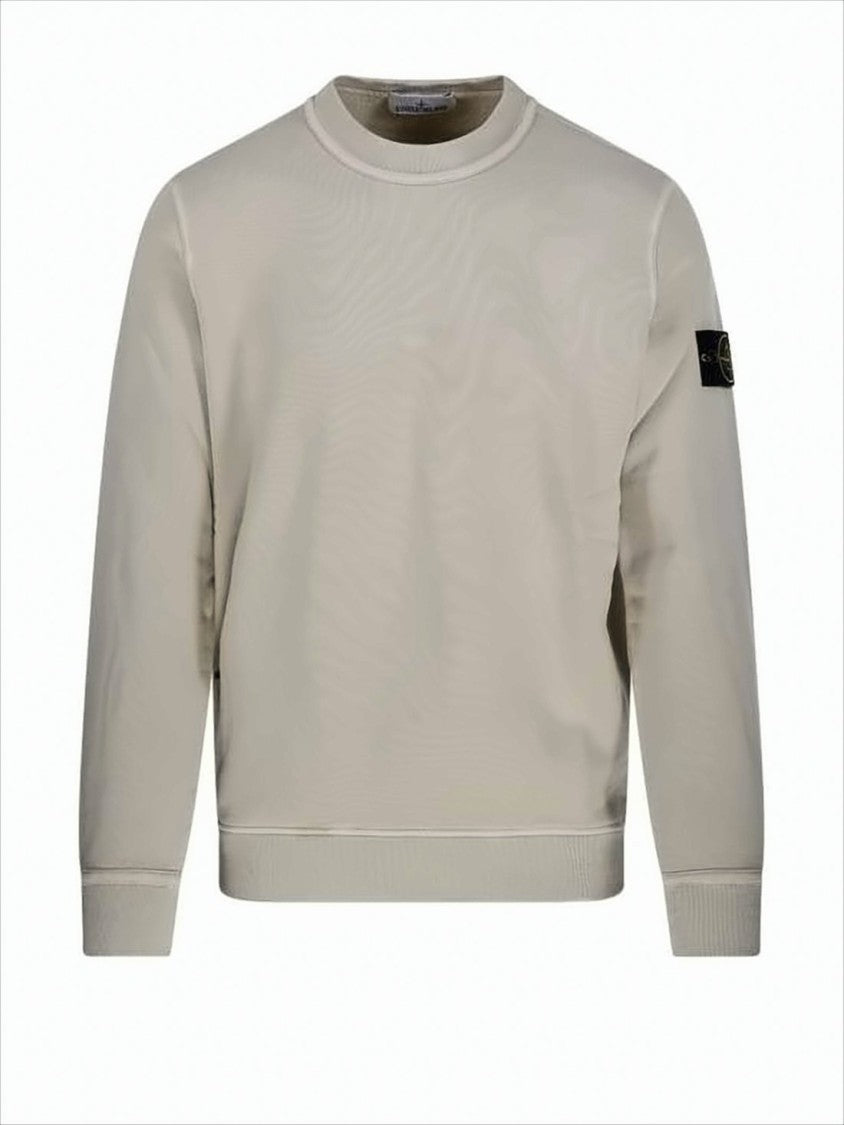 Stone Island Long-Sleeve Crewneck Sweatshirt In Soft Plaster