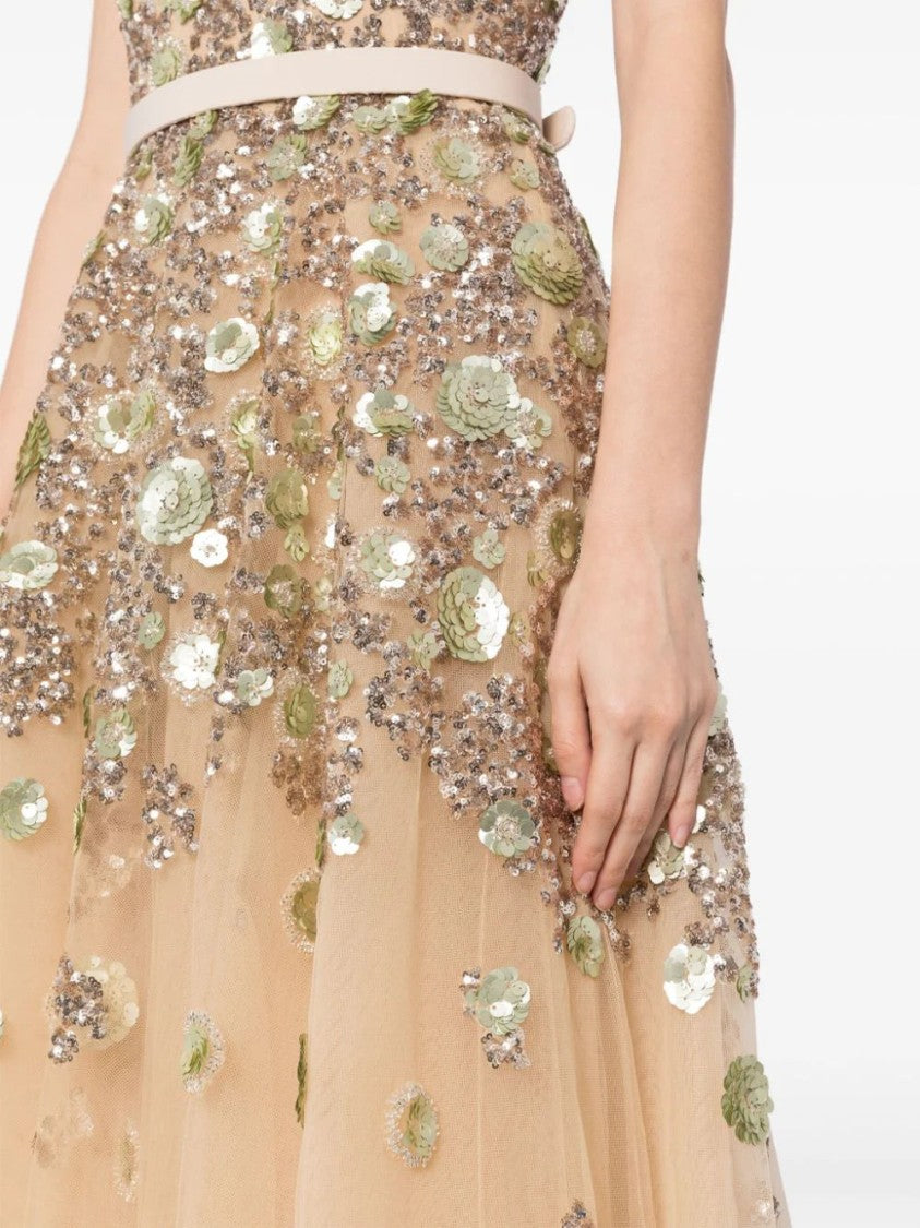 Saiid Kobeisy Tulle, Ankle Length Dress With Dotted Beading