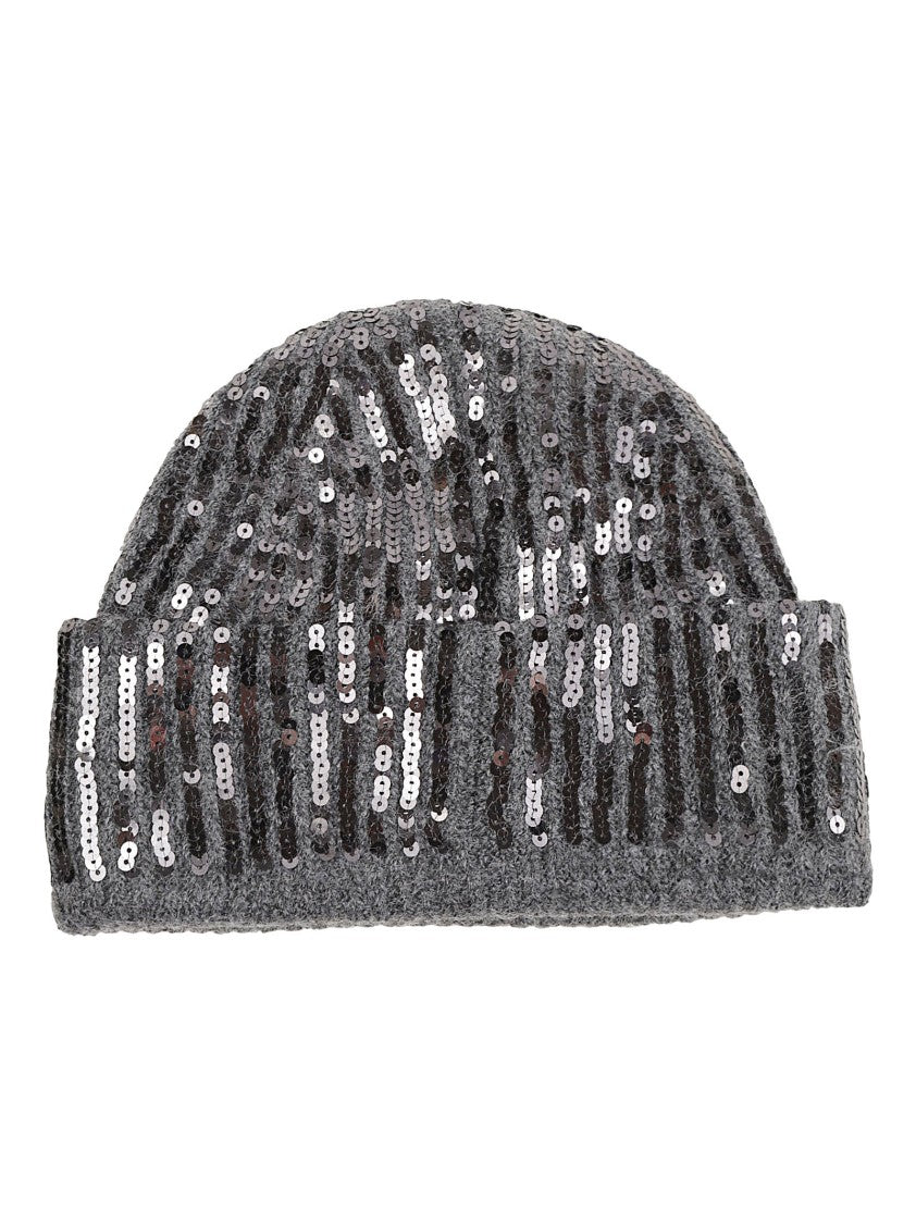Pinko Bembusa Ribbed Sequined Polyester Hat